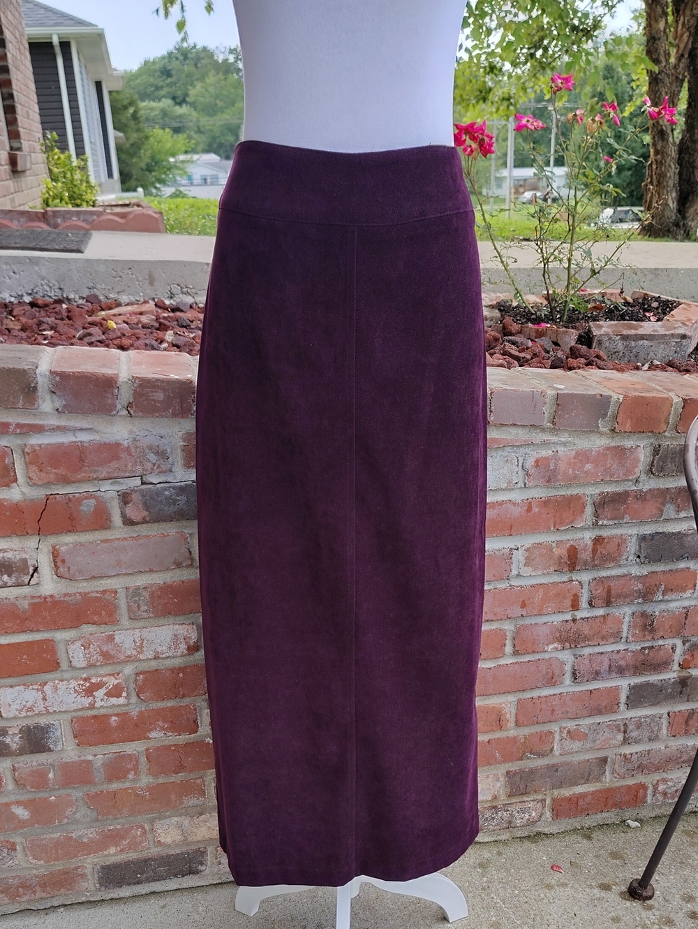 Vintage Fashion Bug Stretch Corduroy Back Slit. Maxi Skirt Size 8 Peasant 90s